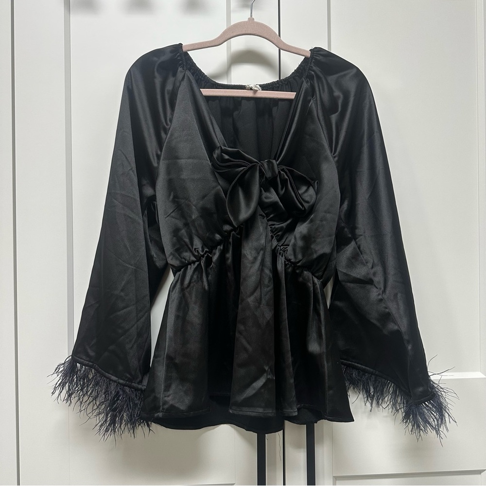 1.4.3. Story by Line Up Black Embellished Tie Front Blouse